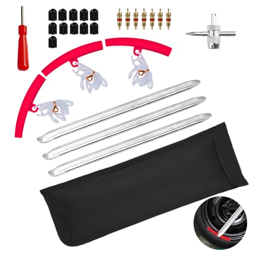 VINEST 3 Stück Reifenheber 30 cm, Reifenmontiergerät Werkzeug Löffel, Montierhebel aus Hochfestem Stahl mit 3 Felgenschutz Tool Kit, Reifenmontierhebel für Motorrad Fahrrad Wagen Reifen