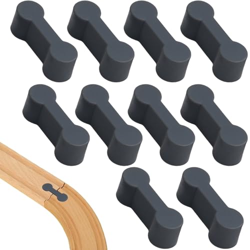 Holzeisenbahn Adapter (10 Pieces) - Compatible Track Connectors for Wooden Railways - Fits Brio, Lillabo, Melissa, Thomas, and More Brands (Schwarz)