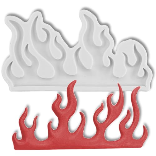 QZKJQDD Flamme Fondant Formen, Gießformen Flamme Silikon, Süßigkeiten Schokolade Küche Backen Werkzeuge für Cupcake Topper, Mousse, Butter, Gummi, Zucker, Handwerk, Ton, Epoxy, Gips Usw
