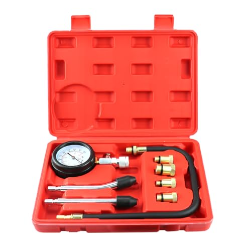 Kompressionsprüfer Benzin, Kompressionstester 0-20 bar, Kompressionsmessgerät 0-300 psi, Kompressionsdruckprüfer, Manometer Tool Set, für KFZ, LKW, Motorrad, Auto