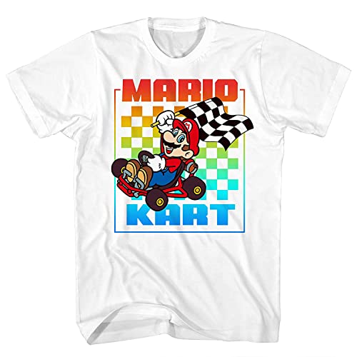 Nintendo Herren Mario Kart Shirt – Mario, Luigi, Zelda, Kirby und Donkey Kong Vintage Tee, Weiß, X-Groß