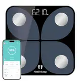 Körperfettwaage, Personenwaage Digital Testsieger mit App Smart Waage, Bluetooth Körperanalysewaage mit für Körperfett, BMI, Muskelmasse, Protein, BMR, 26cm*26cm