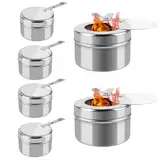 6 Stück Brennpastenbehälter, Brennpastenbehälter Edelstahl, Tragbarer Fondue Brenner, Pastenbrenner aus Edelstahl, Mini-Alkoholkocher,Edelstahl Brenner Halter für Fondue Speisewärmer oder Chafing Dish