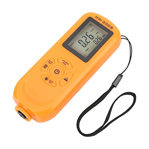 Lackschichtdicken-Messgerät, Zerstörungsfreies 0-2000 Mikrometer Messgerät mit ±3% Genauigkeit, Automatische Abschaltung für Kfz-Lackierung, Industrielle Stahl- & (Orange)