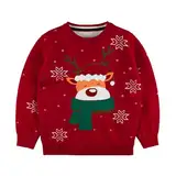 Minizone Baby Winter Strickpullover Weihnachten Langarm Sweatshirts Warme Kleidung 1-2 Jahre Roter Elch