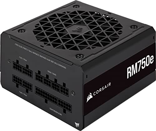 Corsair RM750e (2023) Vollmodulares, Geräuscharmes ATX-Netzteil - ATX 3.0- Und PCIe 5.0-kompatibel - 105°C-Kondensatoren - 80 Plus Gold-Effizienz - Modern Standby-Unterstützung - Schwarz