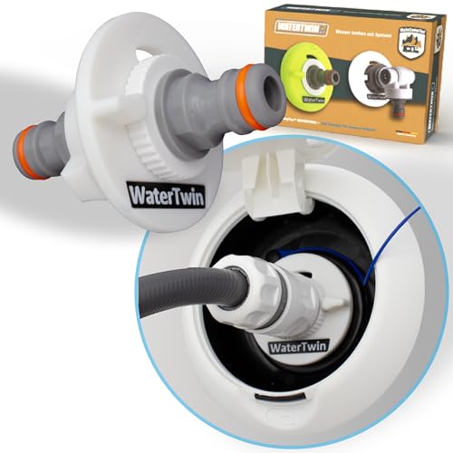 WATERTWIN Wohnmobil Wasser Tankadapter | Caravan Einfüllstutzen Zubehör | Wassertankdeckel mit doppelt Gardena Anschluss (Adapter für Tankdeckel 2-Pin D:78)