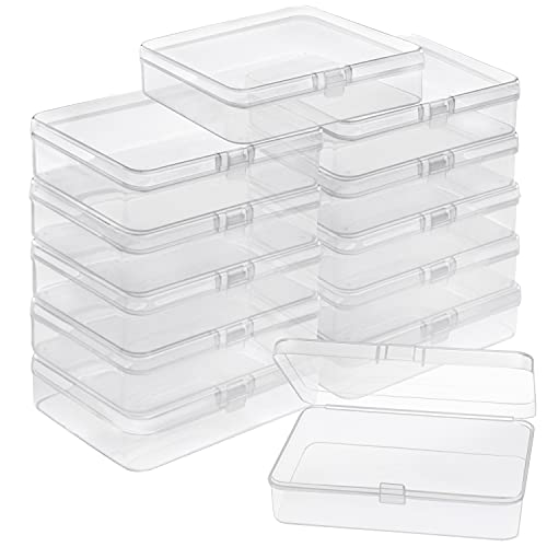 BELLE VOUS Kleine Aufbewahrungsbox Plastik Transparent mit Deckel zum Klappen (12 STK) – 11,2 x 8,3 x 2,8 cm Mini Plastik Boxen für Kleine Perlen, Pillen, Schmuck, Schrauben Sortierbox, Bastelzubehör