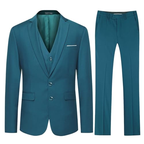 Allthemen Anzug Herren 3 Teilig Herrenanzug Slim Fit 2 Knopf Hochzeitanzug Anzüge Sakko für Business Blau M