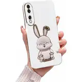 Miagon Kaninchen Ständer Hülle für Realme C67,Cute Mädchen Dünn Galvanisierte Schutzhülle Weiches Case Bumper mit Hase Skalierbar Halter Kickständer