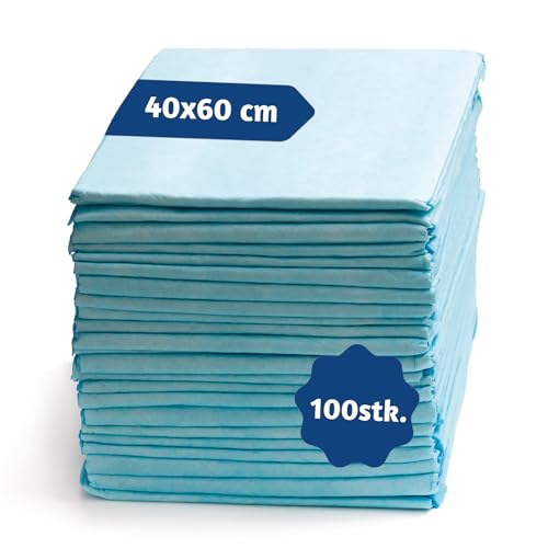 A&G-heute 100 Stück 40 x 60 cm 6-lagig Zellstoff Krankenunterlagen Blau | Baby-Krippe Wickelunterlagen | Inkontinenzunterlagen Einmal-Unterlagen Inkontinenzauflagen | Tierunterlagen Trainingspads
