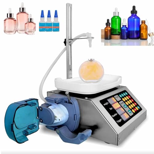 LVSEWOA Automatische Flüssigkeitsabfüllmaschine 2-300 g, geeignet zum Abfüllen von klaren, dünnen Flüssigkeiten, Wasser, Olivenöl, Getränken, Essig, Milch usw., mit 2 Abfülldüsen