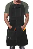 DIMWELD schweißerschürze. Lederschürze Schweißen Herren. Schweißschürze Leder. Schmiedeschürze, Schweisserschürze mit 6 Werkzeugtaschen - Dunkelbraun