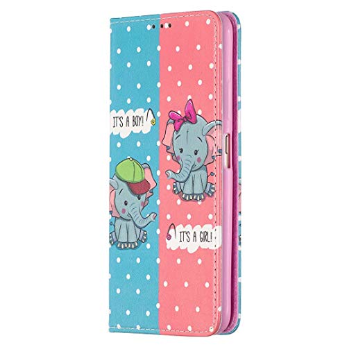 Miagon Brieftasche Hülle für Samsung Galaxy S21 Plus,Kreativ Gemalt Handytasche Case PU Leder Geldbörse mit Kartenfach Wallet Cover Klapphülle,Elefant