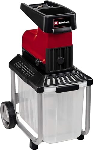Einhell Elektro-Leisehäcksler GC-RS 60 CB (2800 W, max. 45 mm Aststärke, Schneidwalze, große Trichteröffnung, Drehrichtungsumschalter, transparente 60 L Fangbox, integrierter Sicherheitsschalter)