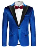 COOFANDY Herren-Samt-Blazer mit spitzem Revers, Smokingjacke, Einknopf, Velours, Anzugjacke für Hochzeit, Abschlussball, Party, Abendessen, Königsblau, L