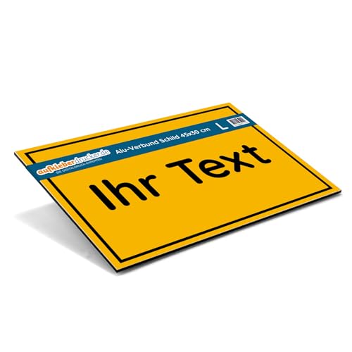 Schild Alu-Verbund 4 mm mit Ihrem Wunschtext (Signalgelb, 450x300 mm)
