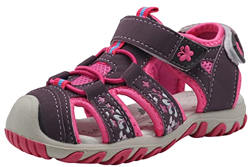 Apakowa Baby Kleine Mädchen Sommer Geschlossene Zehen Athletic & Outdoor Wandern Strandsandalen Sport-Trail-Sandalen für Kinder mit Klettverschluss