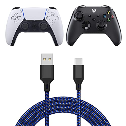 FYOUNG Typ C Ladekabel Kompatibel mit PS5-Controller (5m), Universal Geflochtenes Nylon-Schnellladekabel Kompatibel mit Xbox Series X/S Controller und Telefone (Blau)