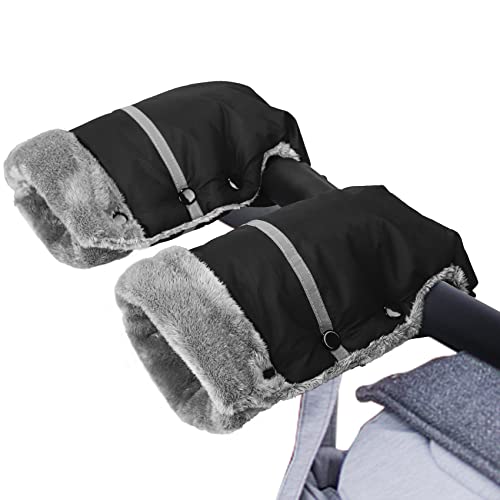 LUZOON Handwärmer Kinderwagen Handschuhe Stroller Handmuff mit Warme Fleece und Baumwolle Innenseite Wasserdicht und Winddicht für Kinderwagen Buggy Radanhänger Universalgröße