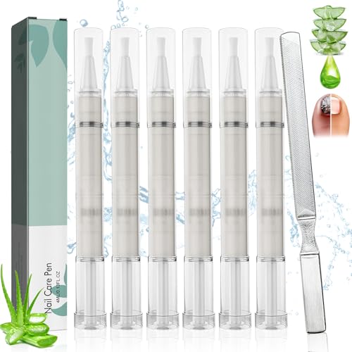 6 Stück Nail Care Pen, Das Original mit Nagelfeile, Nagelöl Stift, Nail Care Pen Nagel Pilz, Angereichert mit Natürlichen Inhaltsstoffen wie Teebaumöl, Vitamin E und Aloe Vera