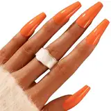 Crymystal Bohemian Style Weiß offener Ring für Frauen Vintage Schlangenknöchel Stapelringe Emaille glasierter Zeigefingerring Gold Unregelmäßiger Ring Schmuck für Teenager Mädchen Geschenk (Weiß)