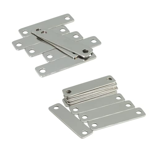 StayMax Metall-Gravurrohlinge, Stempelrohlinge, 304 Edelstahl, rechteckige Blanko-Tags mit 2 Löchern, 25 Stück, 4 cm x 1 cm