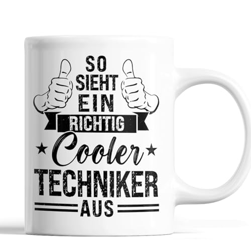 Techniker Tasse | so sieht ein richtig cooler Techniker aus | Techniker Geschenk Männlichen Beruf Tasse Technik Kaffeebecher lustig