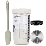 Glolaurge Sauerteig-Starterglas, Sauerteig-Starter-Set mit Thermometer, Etiketten, Spatel, Stoffabdeckung und Edelstahldeckel, 680 ml breite Öffnung, Sauerteig-Starterbehälter