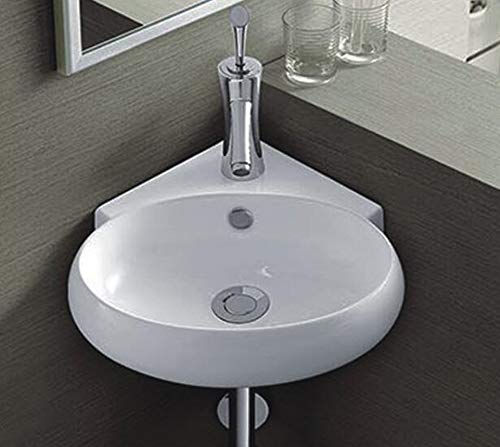 Eckwaschbecken Aufsatzwaschbecken Keramik klein oval eckig Keramikwaschbecken mini Waschbecken (Eckwaschbecken 39x37,5x14)