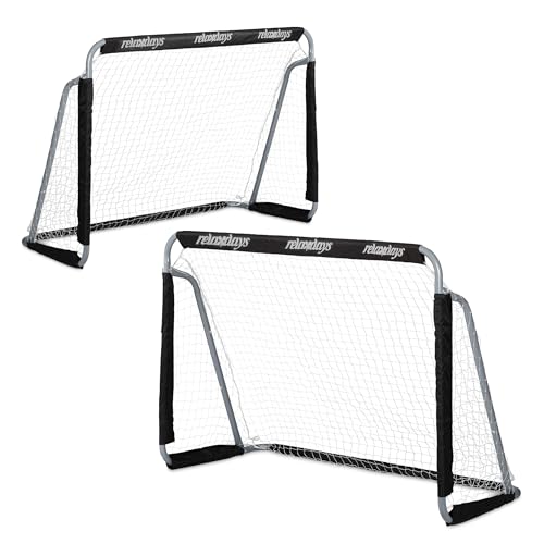Relaxdays Fußballtor Garten, 2er Set, Kinder & Erwachsene, HBT: 110 x 150 x 75 cm, Metall, stabile Tore Fußball, schwarz