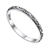 FOCALOOK Vintage Keltischen Knoten Muster Vorsteckring für Männer Silber 925 2mm breit Trauring Verlobungsring Herren Ehering Partnerring Schmuck Accessoire Größe 67 (21.3)