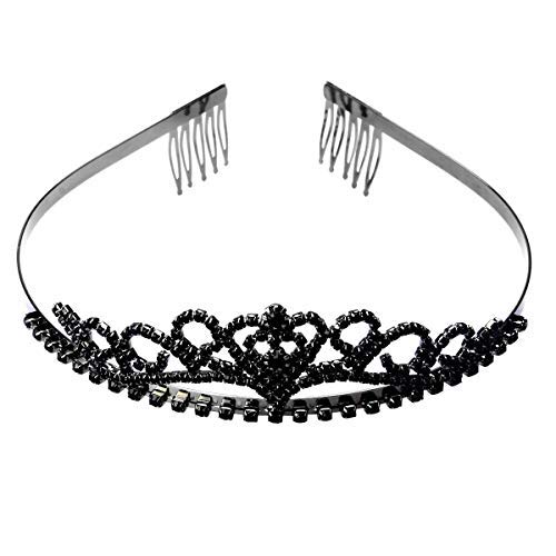 ROSENICE Diadem Herz Krone mit Haarkamm Clip Hochzeit Haarband Schwarz Stirnband