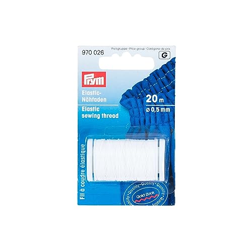 Prym Elastic-Nähfaden, 20 m, weiß, EL 50% PA, Ø 0,5 mm