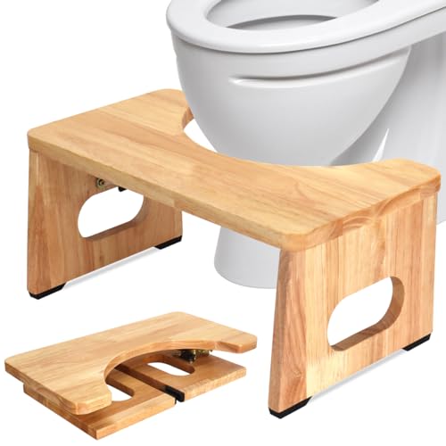 RayLove Toilettenhocker Holz – WC Hocker fur Erwachsene – Toilettenhocker Holz Klappbar - Squatty Kackhocker- und Verstopfungsbehandlung, von Ärzten empfohlen