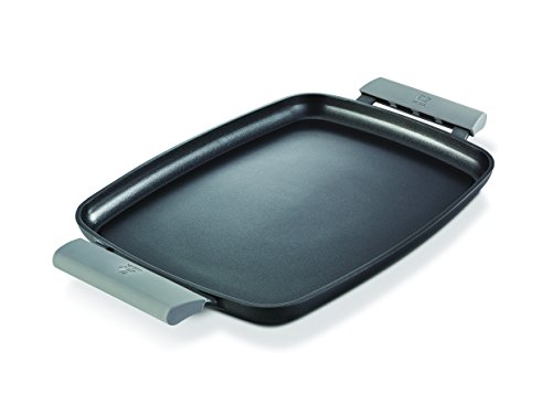 Beka Teppanyaki Platte PLANCHA Antihaftbeschichtete Grillplatte 47 cm flach, inklusive Silikongriffe, Aluminium, Schwarz