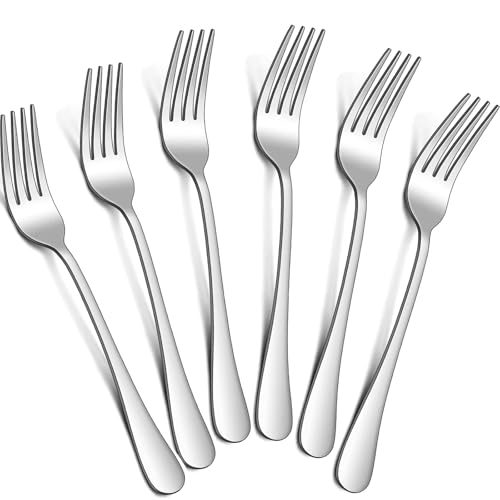 tiokin Abendessen Gabeln Set,8 Zoll Satz von 6 Lebensmittelqualität Edelstahl Silberware Gabeln,Tabelle Gabeln,Besteck Gabeln,Spiegel Finish spülmaschinenfest,Verwendung für Haus,Küche oder Restaurant