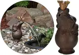 Trendkontor Wasserspeier Froschkönig 22cm inkl. Pumpe Teich Dekoration Gartenfigur Gusseisen