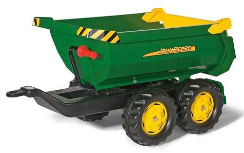 Rolly Toys 122165 Kipper Anhänger Halfpipe John Deere; Zweiachsenanhänger; mit Kippfunktion und kippbarer Heckklappe (Geeignet für Kinder ab 3 Jahren; Farbe: Grün/Gelb/Schwarz)