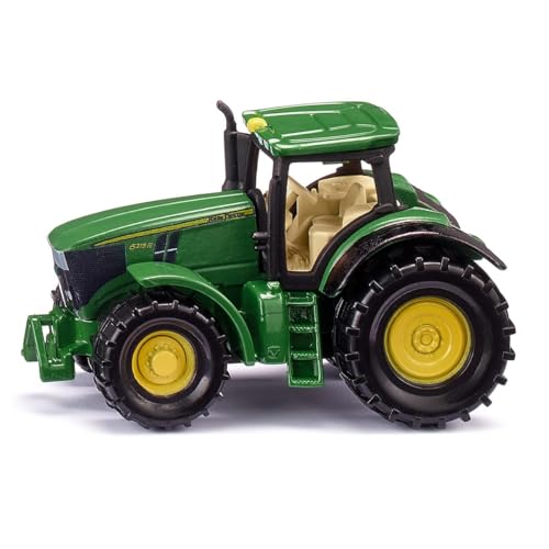 Siku 1064, John Deere 6250R Traktor, Metall/Kunststoff, Grün, Inkl. Anhängerkupplung, Räder mit gummierten Reifen