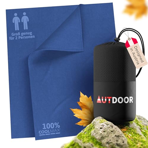 AUTDOOR® Reisedecke 100% Coolmax® – 200x150 cm - Weich & atmungsaktive Campingdecke - Ultraleicht & Kompakt - Outdoor Decke - Perfekt für Camping, Flugzeug & Auto