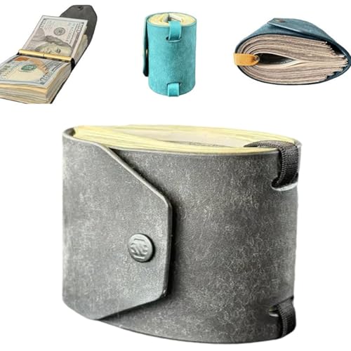 KIEYIQE Die Geldpapier -Wrap -Brieftasche, schneller Geldinhaber für Bargeld für Bargeld, handliche Geldbörse mit magnetischem Verschluss, kleine kompakte Luxus -Taschenbrieftasche 1 bis 99 (Grey)