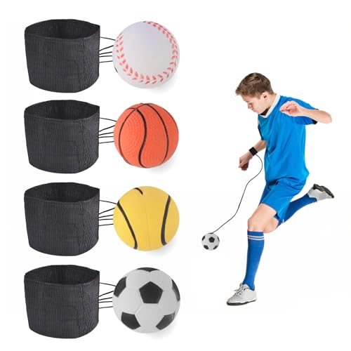 EclipseGuard 4 Stücke Springball mit Schnur, Ball mit Schnur, Wrist Rebound Balls, Handtrainer Unterarmtrainer, Originals Balls on Elastic Rope Reduzierung von Verspannungen & Schmerzen