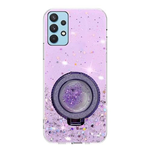 Rnrieyta Miagon Treibsand Ständer Hülle Glitzer für Samsung Galaxy A33 5G,Cute Dünn Crystal Schutzhülle Weiches Bling Transparent Case Bumper mit Flüssig Halter Kickständer