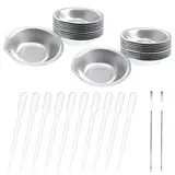 20 Stücke Farbwannen Set, Wiederverwendbare und Leicht Waschbare Farbschale, mit 2 Farbrührern und 10 Pipetten, für Airbrush Malerei, DIY Basteln, Modellmalerei (Silber)