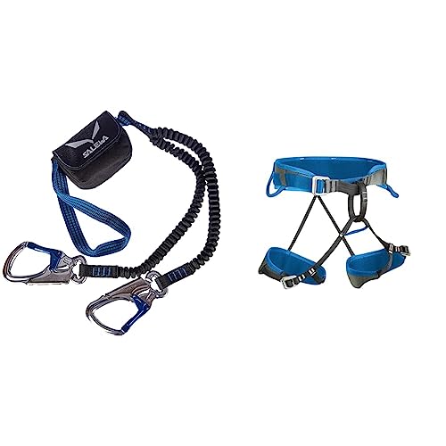 Salewa Unisex Erwachsene SET VIA FERRATA PREMIUM ATTAC, SILVER/ROYAL BLUE, UNI EU & XPLORER harness Klettergurt, Carbon, M/L