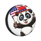 Ersatzreifenabdeckung, amerikanische Flagge, Panda, Radschutz, wetterfest, universelle Passform für Anhänger, Wohnmobilreifen, 40,6 cm (16 Zoll)