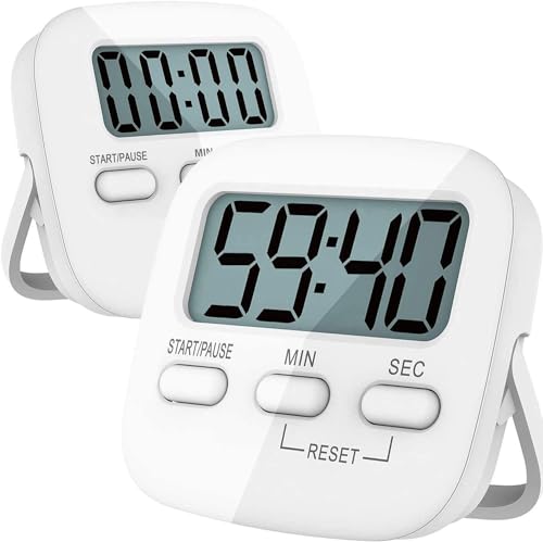 Kurzzeitwecker 2 Stück Küchentimer Kurzzeitmesser Digital Timer Magnetisch Eieruhr Küchenuhr Küchenwecker Countdown Stoppuhr Küche mit LCD Lauter Alarm zum Kochen Backen Sport Lernen, mit Batterie