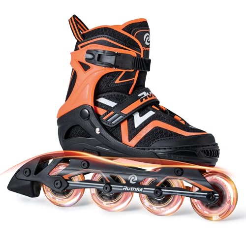 Ruthfot Verstellbare Inline Skates für Kinder Jungen und Mädchen, Leucht-Skates für Kinder von 6-12 Jahren Outdoor-Leuchtpatinen für Frauen und Männer