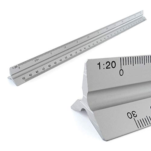 Maßstab Lineal Alu Dreikantlineal Dreikantmaßstab Scale Ruler 1: 20, 1: 25, 1: 50, 1: 75, 1: 100, 1: 150, 30cm lang Dreieckig Maßstab